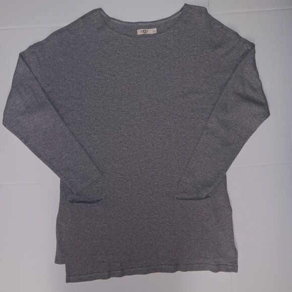 UGG LUELLA PULLOVER LONG SLEEVE DOUBLE POCKET TUNIC TOP GRAY 100% COTTON - Picture 8 of 11
